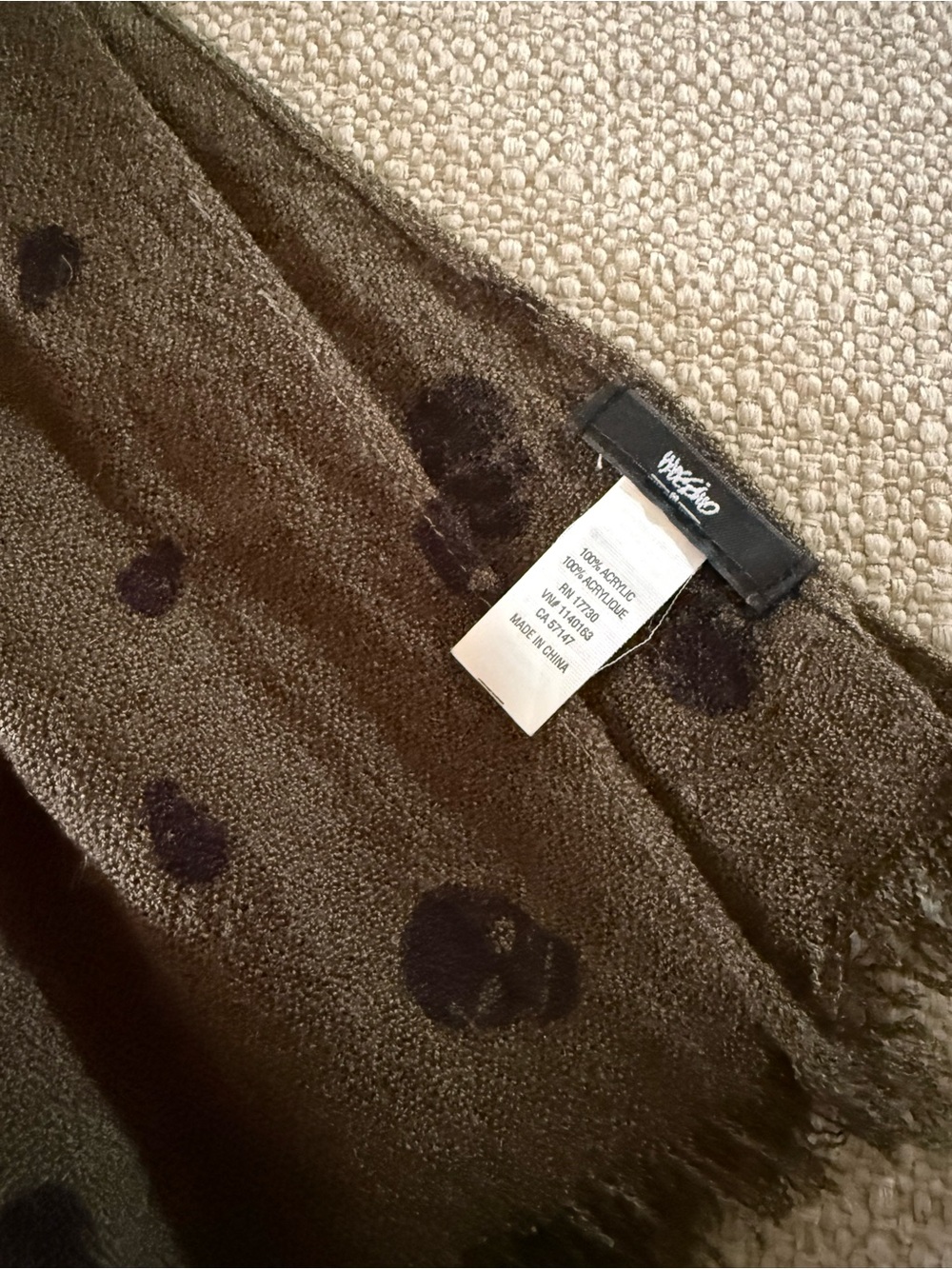 Mossimo Supply Co. Dark Green Scarf with Black Skull Print - Picture 2 of 7